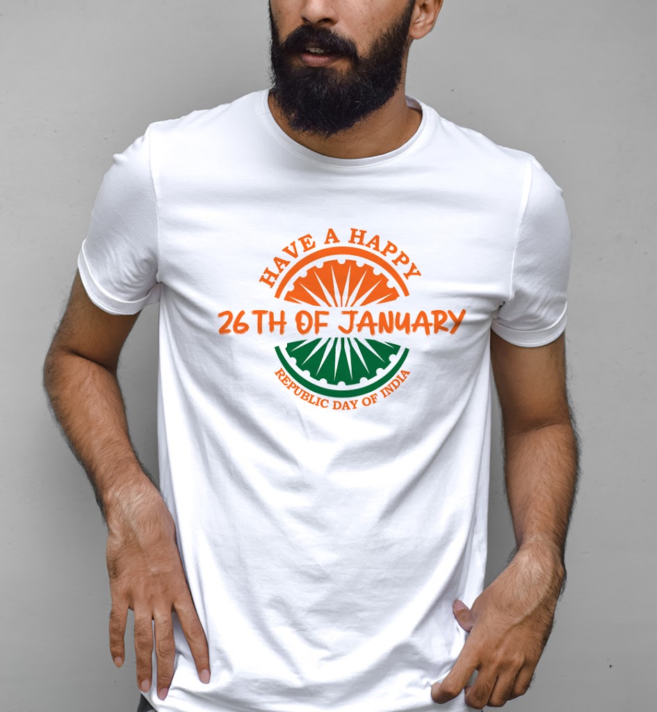 republic day white printed t-shirt